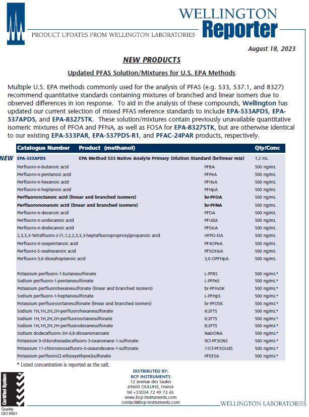 EPA-PFAS-Mixtures-with-branched_18aug2023_BCP EPA-PFAS-Mixtures-with-branched_18aug2023_Wellington-Laboratories_BCP-Instruments