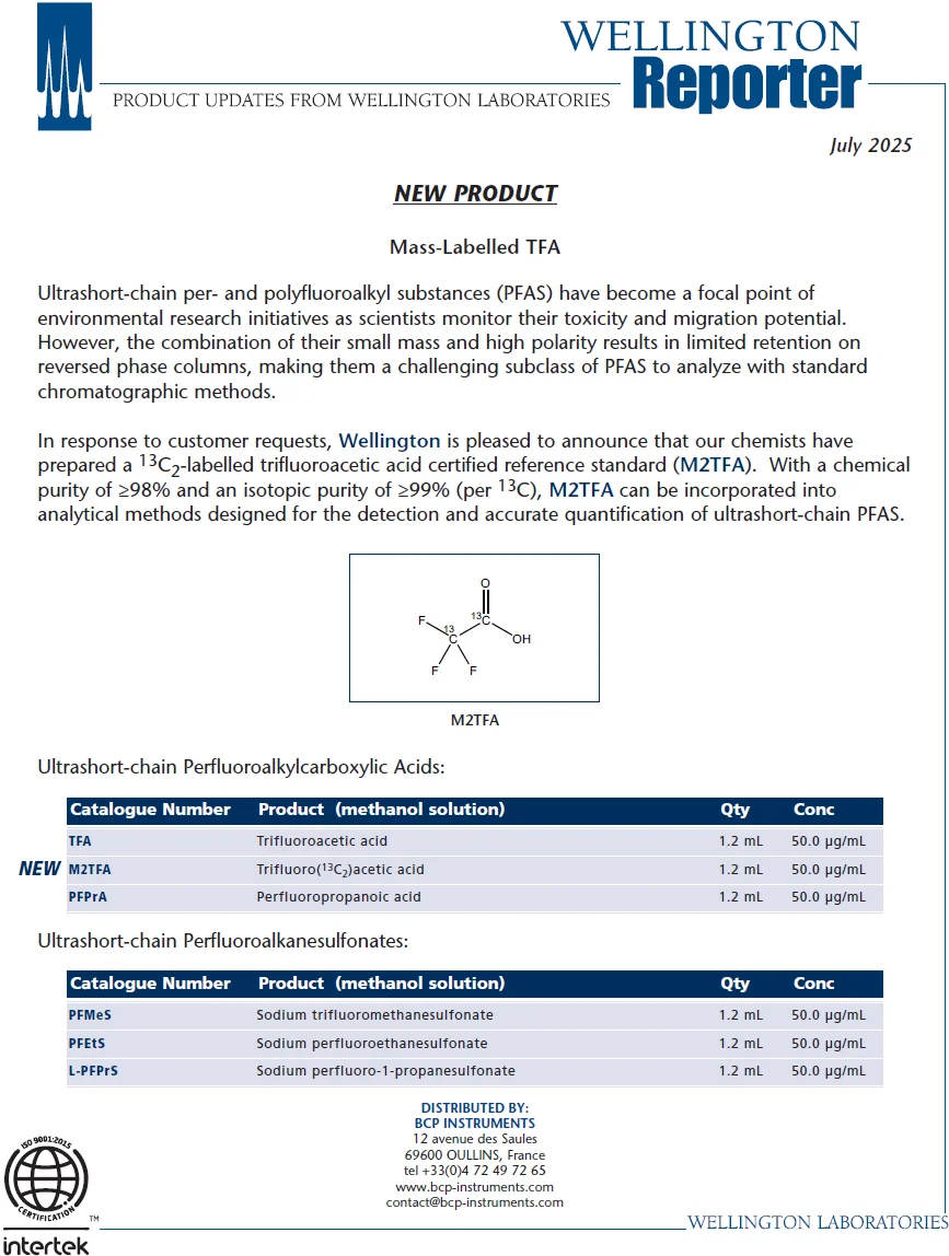 M2TFA WR M2TFA Trifluoro(13C2)acetic acid - PFAS chaine très courte (USC) - BCP Instruments